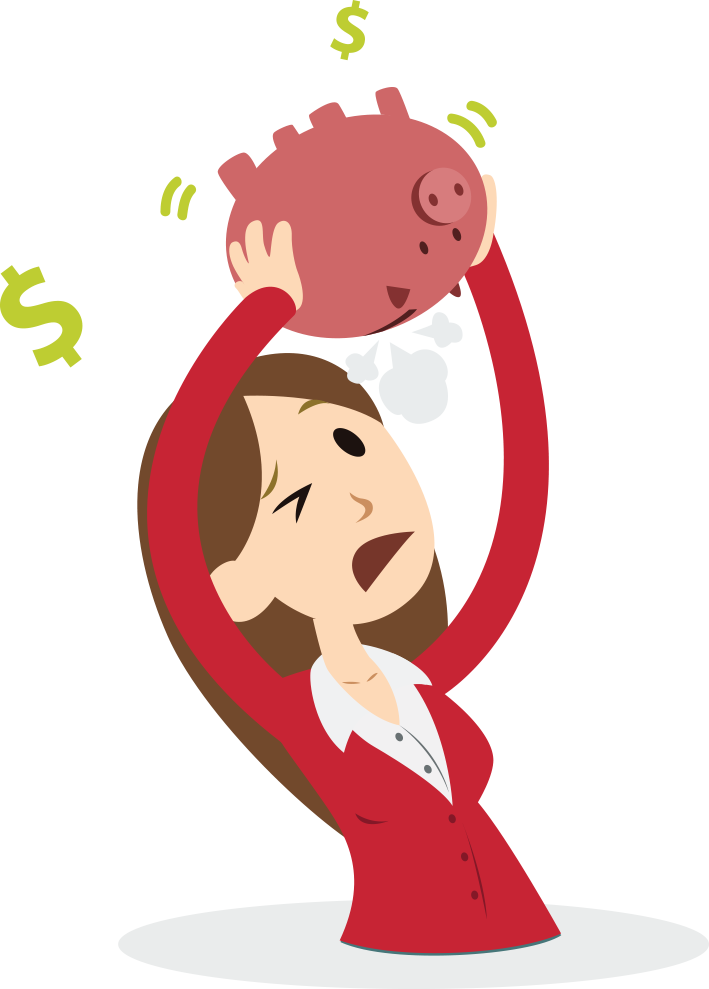 Woman shaking her piggybank - small business cash flow